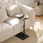 HOMCOM Side Table, C Shaped End Table With Adjustable Height And Metal Base
