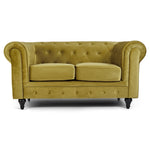 Button Tufted Velvet Living Room Sofa - 2 Seater | Gold