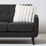 Cream Faux Fur Ribbed Cushion, 45 X 45 cm | 45cm x 45cm | Cream