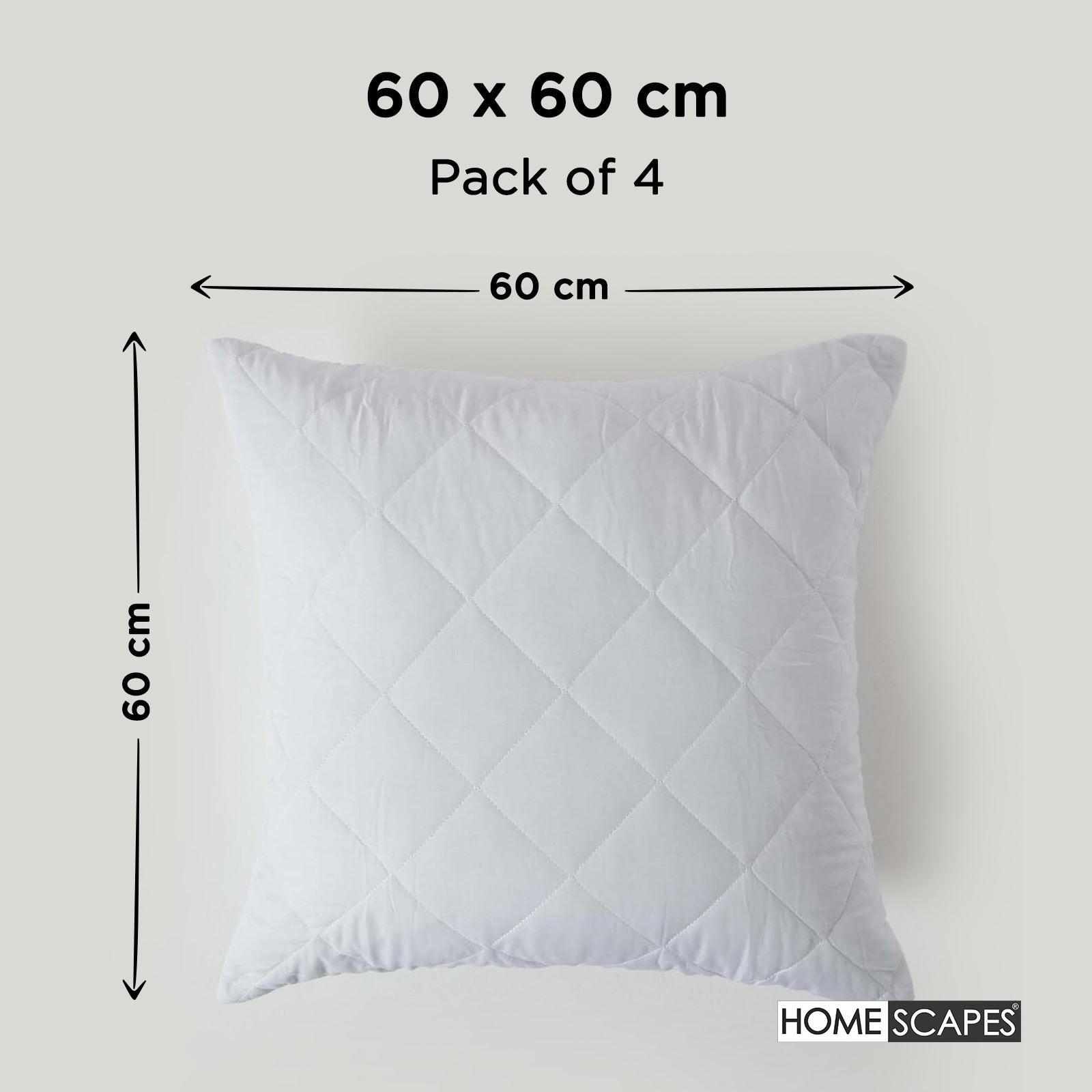 Cotton Rich Quilted Pillow Protectors | 60cm x 60cm | White