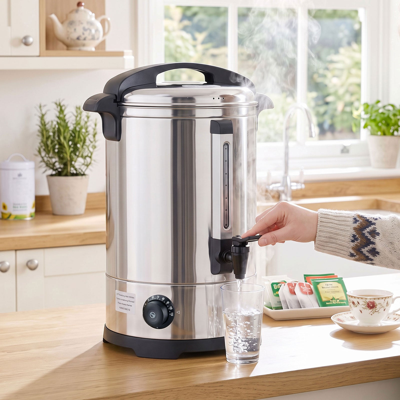 Catering Urn, Stainless Steel Tea Urn With Keep Warm | 6.5L | Silver