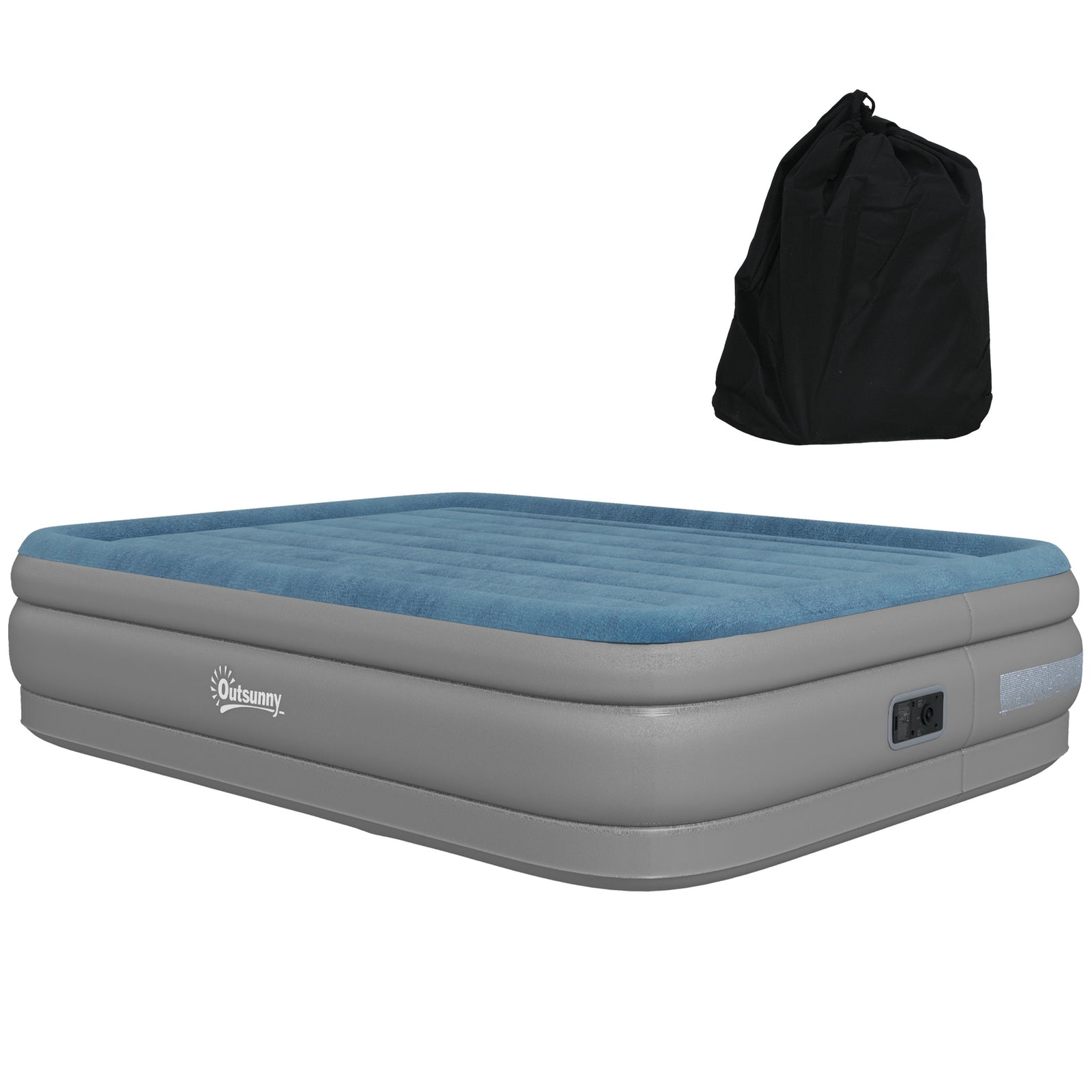 King Size Air Bed With Built-in Pump | Blue