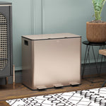 3 X 15l Triple Kitchen Bin Pedal Bin For Recycling And Waste | One Size | Gold