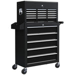 14 Drawer Tool Cabinet, Lockable, Wheels | Black