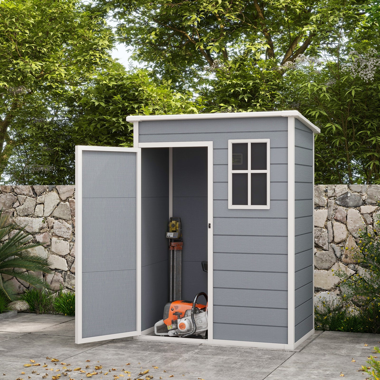 5' X 3' Garden Shed With Floor, Lockable Door, Window & Vent
