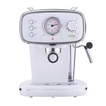 15-bar Retro Espresso Coffee Machine With Steam Wand | White & Silver