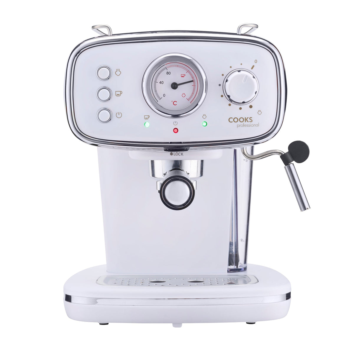 15-bar Retro Espresso Coffee Machine With Steam Wand | White & Silver