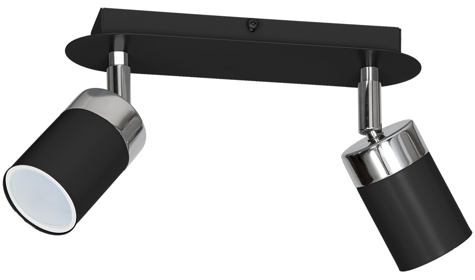 Joker Hand Made Ceiling Lamp In Matt Black With Striking Chrome Detail Featuring 2 Minmalistic Slender Cylinder Shades