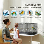 Bird Cage With Divider, 4 Wooden Perches, Slide Out Tray, Black