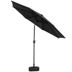 3m Garden Parasol Adjustable Tilting Parasol With Crank Handle With Plastic Fillable Base | One Size | Black