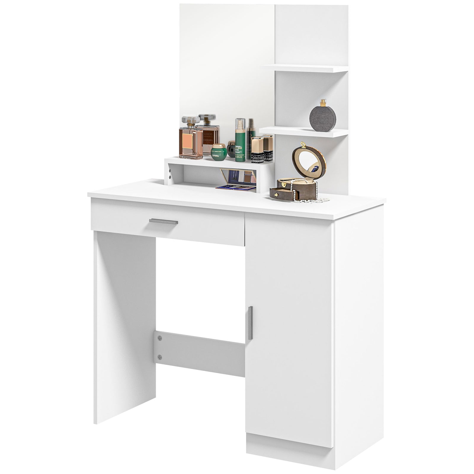 Vanity Table, Makeup Table With Mirror And Storage | One Size | White