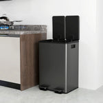 2 X 28l Dual Kitchen Bin Pedal Bin For Recycling And Waste | Black