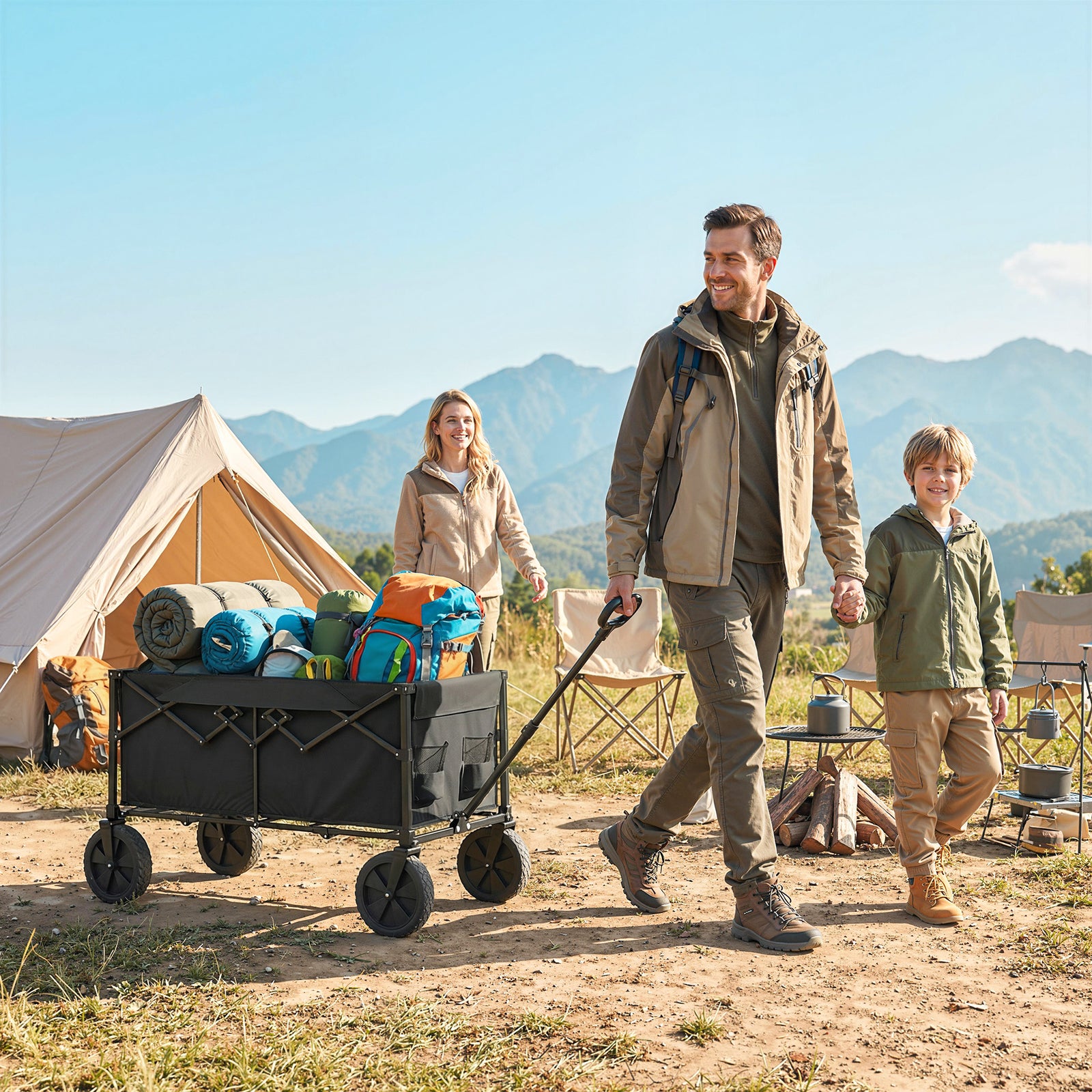 95l Foldable Festival Trolley On Wheels | Black