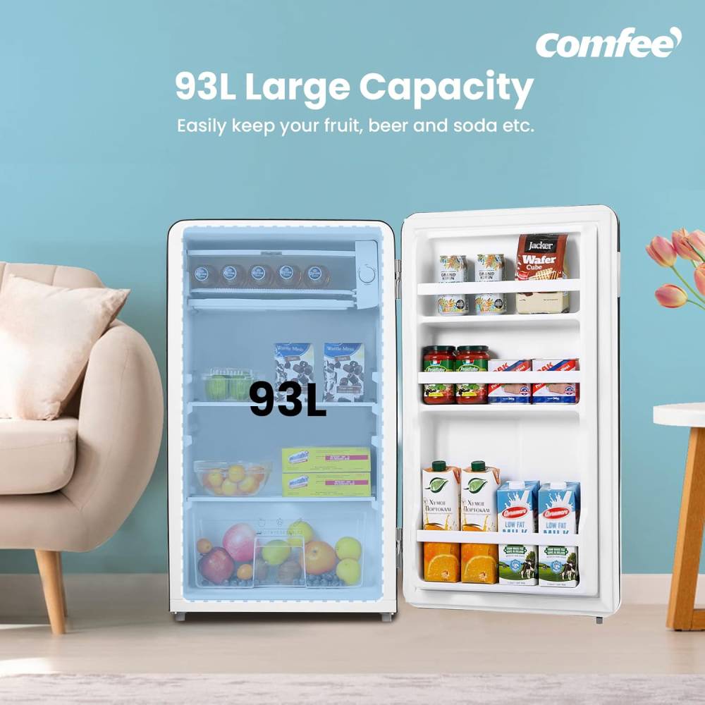93l Retro Freestanding Fridge With Chiller Box