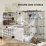 Large Cat Cage Indoor Cat Enclosure, 4-tier Diy Cat Playpen With Hammock, Ramps