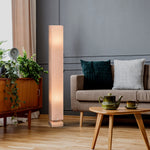 120cm Tall Linen Floor Lamp Wood Base Steel Frame Stylish
