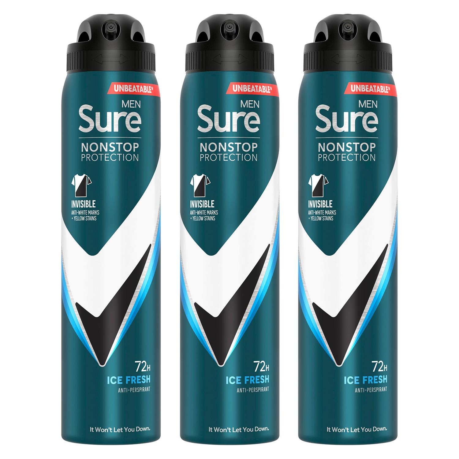 Men Antiperspirant 72h Nonstop Protection Invisible Ice Advance Deo, 3pk, 250ml | 3