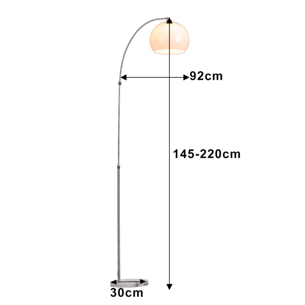 Modern Arched Floor Lamp With Marble Base Adjustable Height 145-220cm