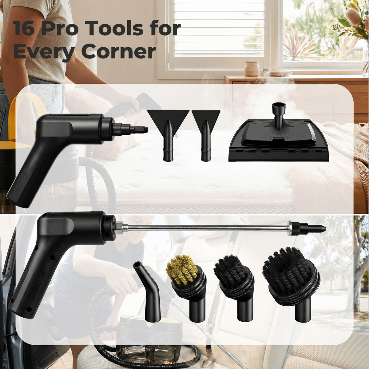 Steam Cleaner High Pressure Cleaning Machine Adjustable 1500w For Home | Black