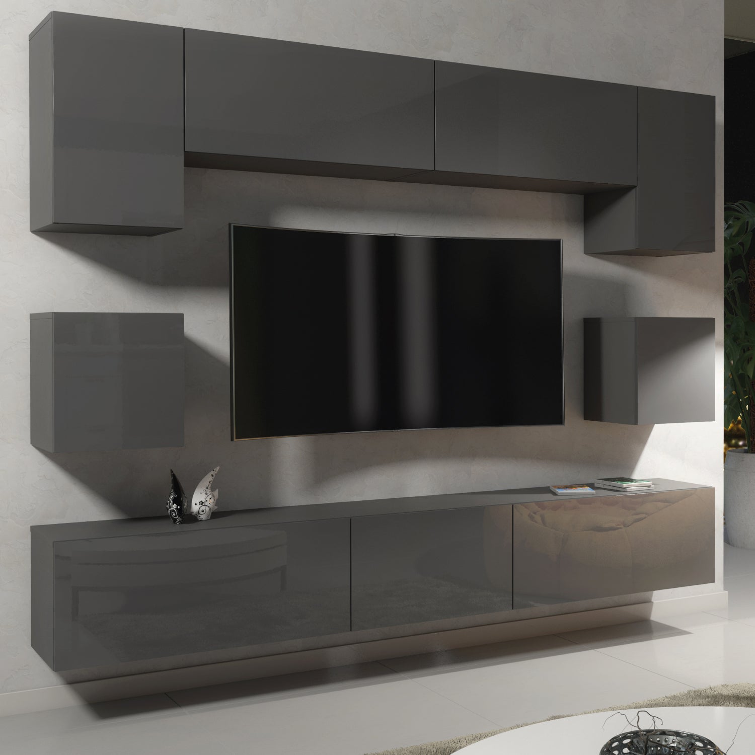 Panorama Wall Tv Unit | Dark Grey