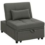 4-in-1 Pull Out Sleeper Chair Bed With Pockets | Grey