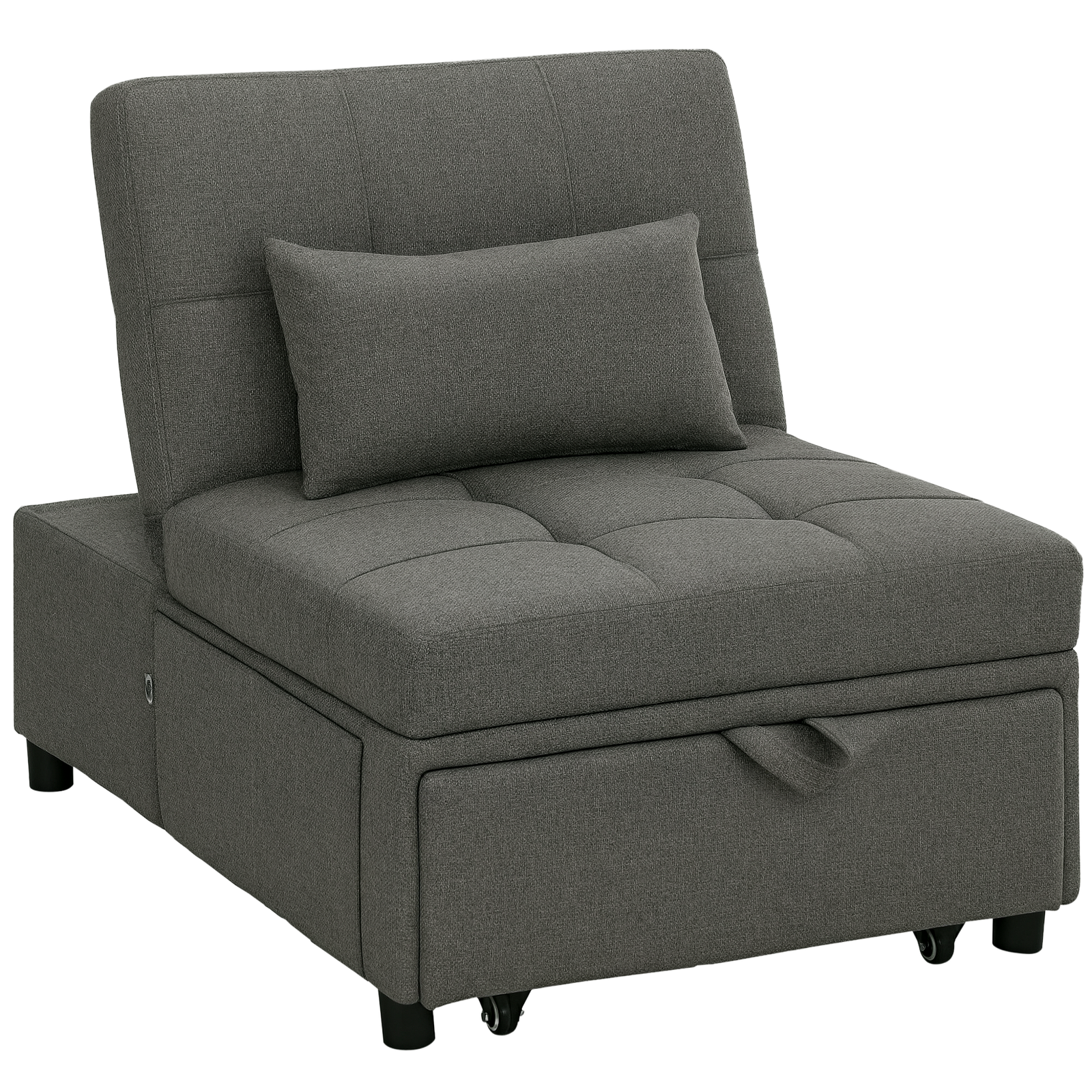 4-in-1 Pull Out Sleeper Chair Bed With Pockets | Grey