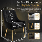Dining Chairs Upholstered Tufted Velvet Kitchen Chairs | Set of 2 | Black