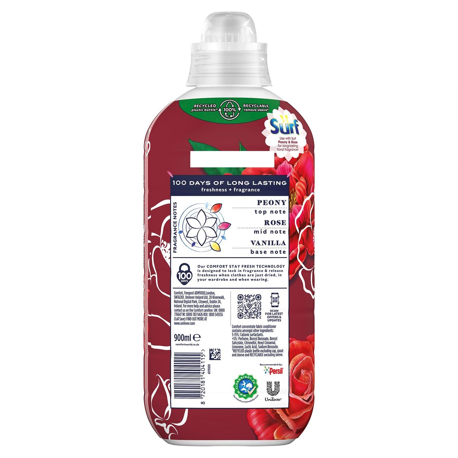 Fabric Conditioner Lasting Fragrance Peony & Rose 900ml, 30 Washes | Set of 2