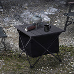 Aluminum Portable Roll-top Camp Table With Storage Basket | Small | Black