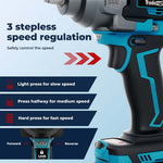 21v Brushless Impact Wrench 1/2" Rattle Gun 2×4.0ah 1200nm Kit Set | Blue