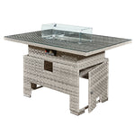 Icarus Rattan Rising Firepit Table | Dove Grey