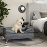 Dog Sofa Pet Couch W/ Removable Backrest Cushion Washable Cover | Gray
