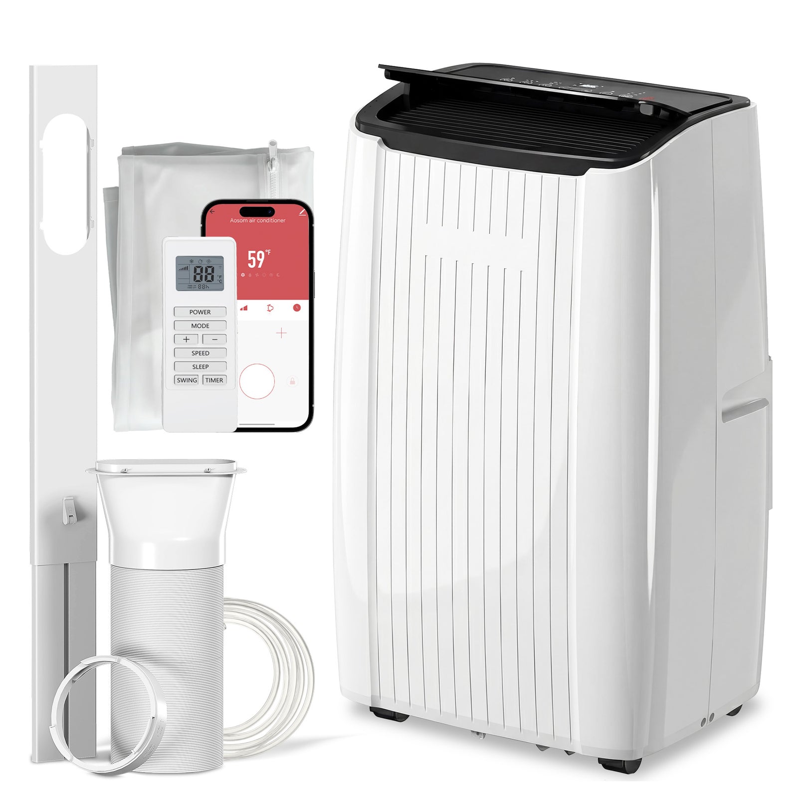 Ac Unit, Portable Air Conditioner With Wifi Control | 12000 Btu | White