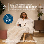 Electric Heated Blanket With Faux Rabbit Fur And Auto Shut Off Cream