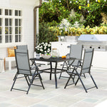 5 Pcs Garden Dining Set, Folding Chairs And Metal Top Table | Gray