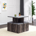 5 Pc Dining Set, Storage, Cushioned Ottomans