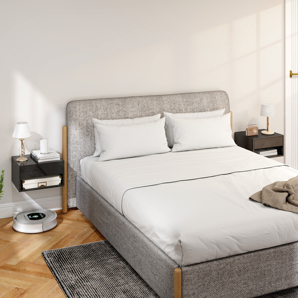 HOMCOM Floating Bedside Tables Set Of 2
