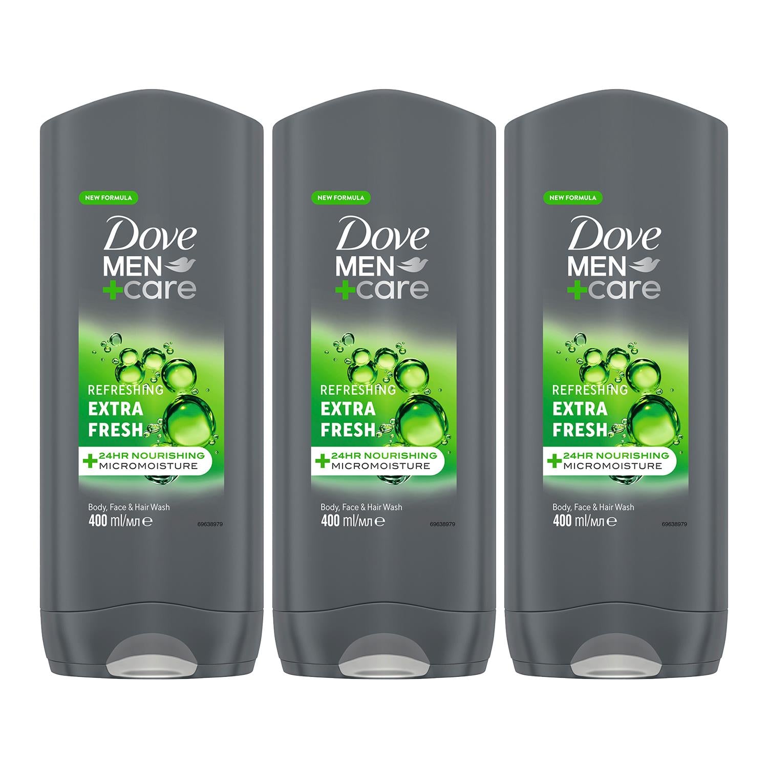 Men+care Body & Face Wash, Extra Fresh, Refreshing, Micromoisture, 3x400ml