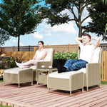 5 Piece Rattan Set With Recliners, 2-tier Coffee Table | Light Grey