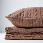 Combed Cotton Cable Knit Throw | 130cm x 170cm | Chocolate