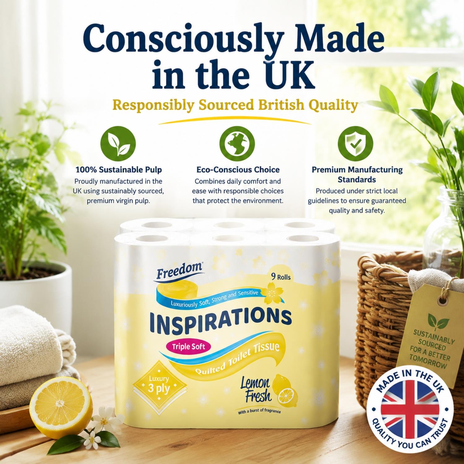Freedom Aloe 3-ply Toilet Paper 45 Rolls + Lemon 3-ply 45 Rolls