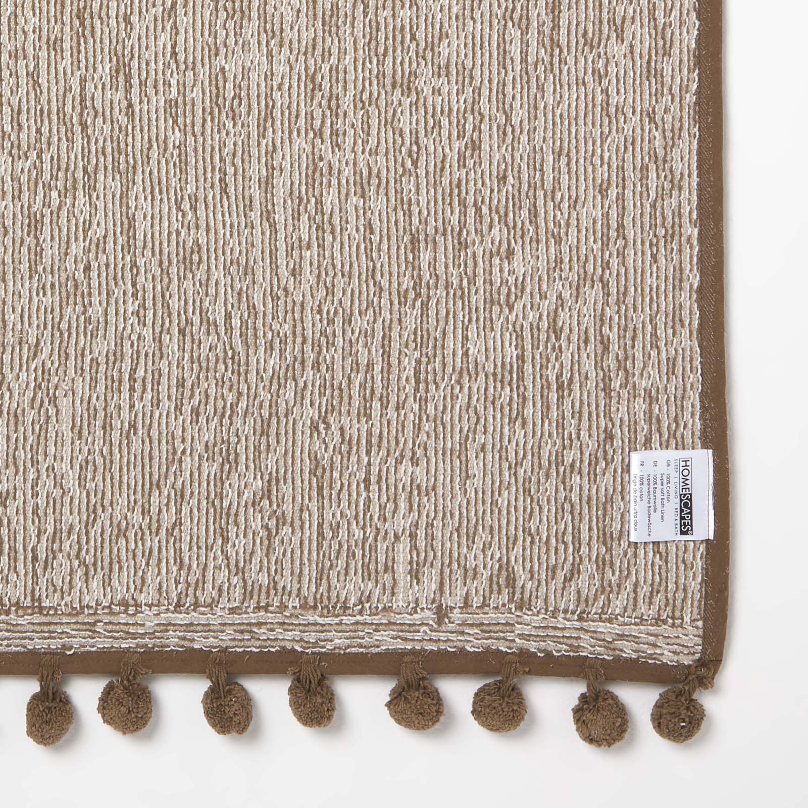 Tufted Cotton Bath Mat With Pom Pom Edges | 50 x 80cm | Chocolate Brown