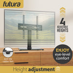 Universal Tv Table Stand 24 To 60 Inch Tvs, Swivel & Height Adjustable, 45kg Load, Max Vesa 400x400mm, Tempered Glass Base