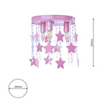 Ceiling Lamp Star 3xe27 Attractive Hand Made Chandelier With Suspended Crystals And Stars | Pink