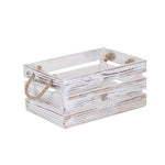 Distressed White Rope Handled Wooden Crate | Small | White