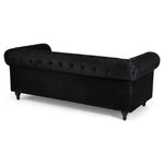 Button Tufted Velvet Living Room Sofa - 3 Seater | Black