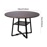 120cm Dia X 76cm H Round Dining Table With Storage Shelf | Dark Brown