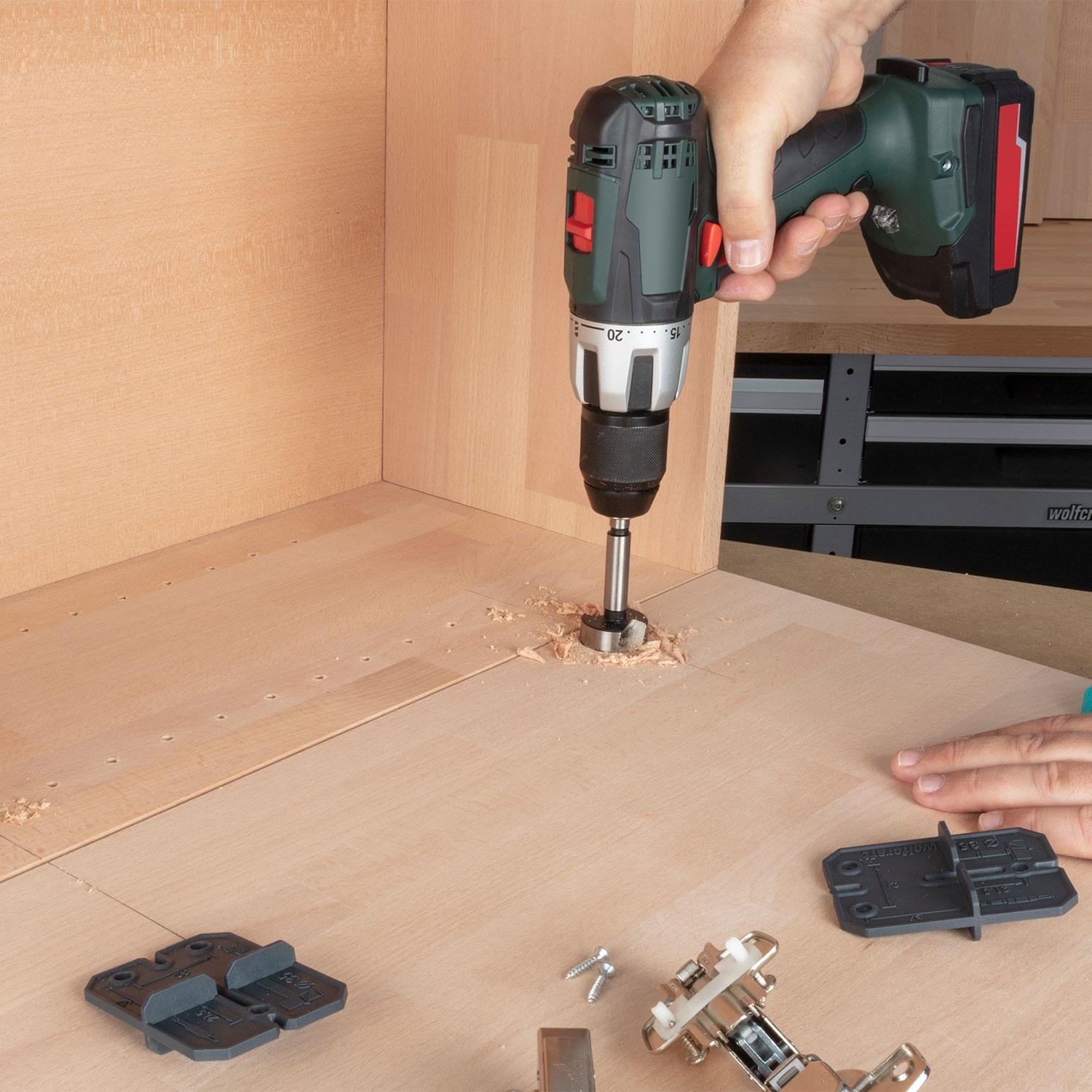 35 Mm Hinge Drilling Kit, 5 Pcs With Forstner Drill For Woodworking