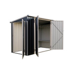 8x4 Ft Outdoor Metal Storage Shed with Pent Roof, 3 Lockable Doors & Adjustable Shelves, Weather-Resistant Garden Tool Storage House