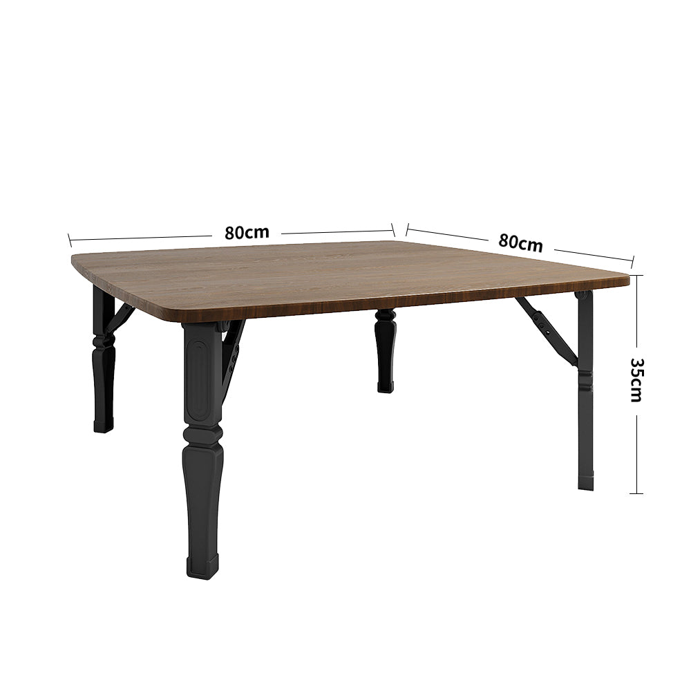 Square 80cm Wooden Folding Coffee Table | 80cm x 80cm | Brown
